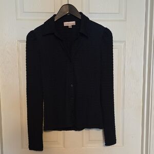 Philosophy Navy Bubble Knit Buttonup